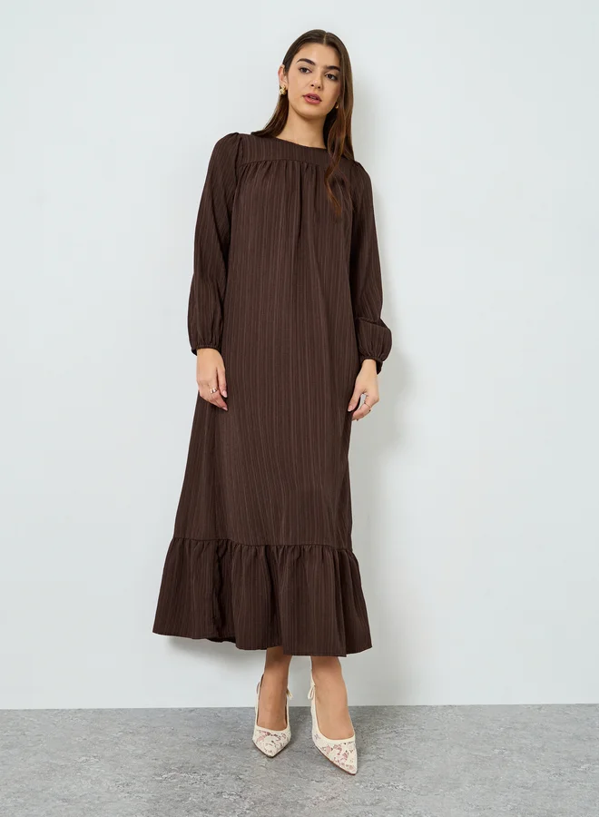 Take Two Women Brown Textured Maxi Dress